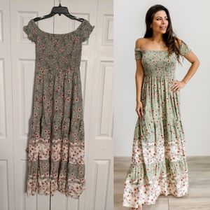 Baltic Born Green Floral Maxi Dress